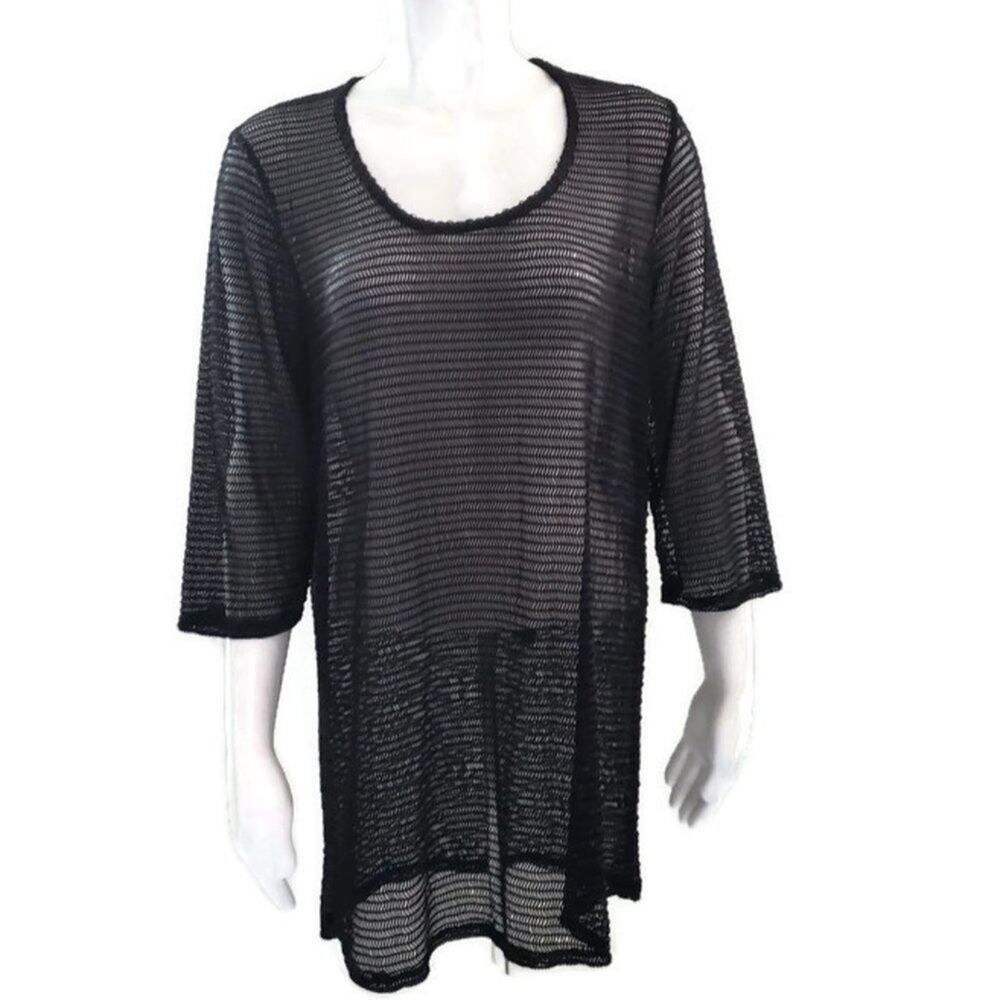 Jordan Taylor Mesh Swimwear Cover-up Black Large - Picture 2 of 9